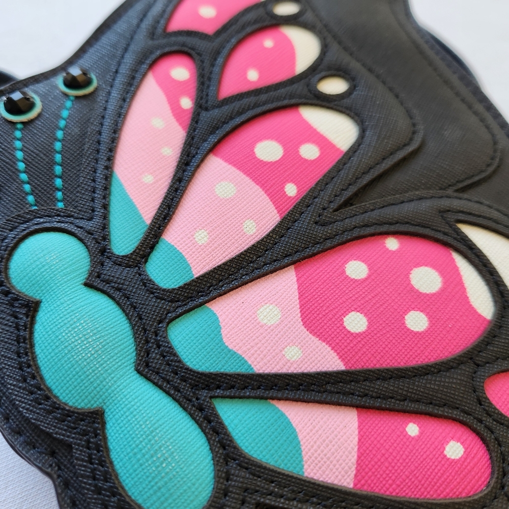 Butterfly Lily Bloom Flutter Butter Crossbody Bag Black Pink Blue Cute Fairy - Picture 8 of 16